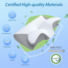 Memory Foam Cervical Pillow – 2-in-1 Orthopedic Contour Pillow for Neck Pain Relief, Ergonomic Support for Side, Back & Stomach Sleepers, All Sleeping Positions
