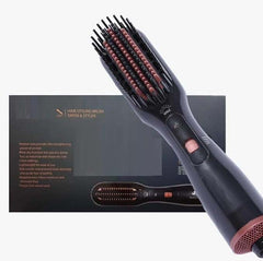 Professional 3-in-1 Hair Styling Brush with Hair Dryer, Straightener & Volumizer | Ionic Technology, Multiple Heat Settings for All Hair Types, Anti-Frizz Blowout Styler Brush