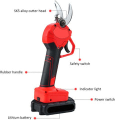 Cordless Electric Pruning Shears | Garden Tree Branch Pruner with 30mm Cutting Diameter, 2 Rechargeable 2Ah Lithium Batteries, 6-8 Working Hours