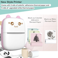Portable Mini Sticker Printer | Inkless Bluetooth Thermal Printer for Photos, Notes & Diary | iOS/Android Compatible Pocket Printer for On-the-Go Creative Printing