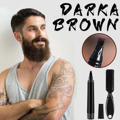Waterproof Beard Filler Pen Kit | Contoured Beard Pen with Brush, Long-Lasting, Sweatproof Beard Pencil for Patchy Beard, Natural Look, Quick and Easy Grooming