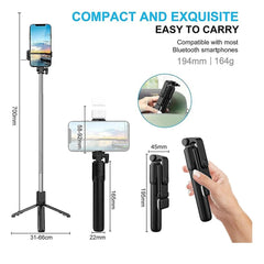 R1S Mobile Selfie Stick with Tripod and LED Light | 3-in-1 Extendable 70cm Selfie Stick, Bluetooth Remote for iPhone, Android & Compact Cameras, for Photography, Vlogging & Live Streaming