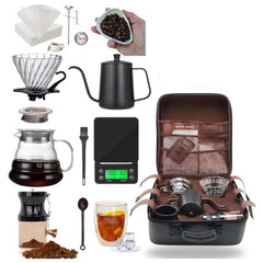 12-Piece Pour Over Coffee Kit – Complete Brewing Set with Wooden Dripper, Filters, Accessories & Travel Bag, Ideal Barista Gift Set for Coffee Lovers & Travelers