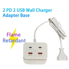 Intelligent USB Power Strip Plug with Dual PD & Dual USB Ports | 5.1A Multi-Port Fast Charging, 4 USB Outputs, 100cm Cable for iPhone, Android Devices