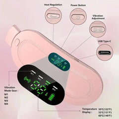Electric Period Heating Belt - Portable Waist, Back & Belly Pain Relief Device with 3 Heat Levels, 4 Vibration Massage Modes, Rechargeable & Adjustable Comfort Fit