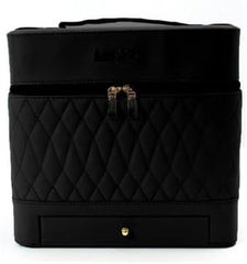 Leather Triple Makeup Case – Luxurious Multi-Layer Cosmetics Storage with Drawer, Portable Beauty Organizer for Travel and Home Use