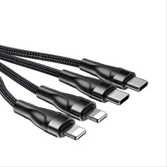 CA110 4-in-1 Type-C Data Cable | Multi-Device Charging with 2 Type-C & 2 Lightning Connectors | Durable & Fast Charging | Versatile Cable for Smartphones, Tablets & More