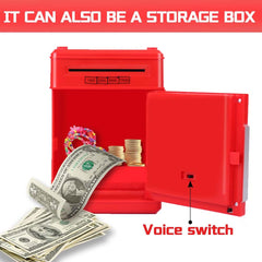 Electronic Money Bank for Kids – Password Lock Piggy Bank with Auto Cash Scroll, ATM-Style Coin & Bill Savings Box, Educational Toy Gift (Red)