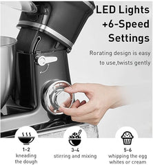 Electric Stand Mixer | Multifunctional Planetary Blender & Food Processor | Powerful Kitchen Appliance for Baking, Mixing & Dough Kneading (Color: Black)