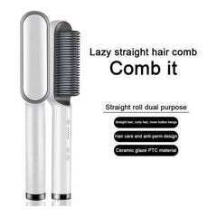 Multifunctional Hair Straightener Brush | 2-in-1 Heating Curler & Styler Comb for Hair & Beard, Fast Heating, Adjustable Temperature, Anti-Scald, Dual Voltage