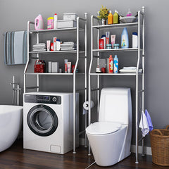 2/3 Layer Washing Machine Stand and Bathroom Storage Rack | Shelf with Towel Rack, Durable Laundry Organizer with Wheels