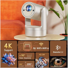 Mini Portable Projector - Pocket Pico 3D Projector with Built-In Speakers, WiFi & HDMI Connectivity, Compact for Home Theater, Outdoor Movies, Business & Education Presentations