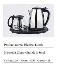 1800W 220V 2-in-1 Electric Kettle and Tea Maker with Tray | Stainless Steel, Automatic Shut-Off, 1.8L Capacity for Tea and Coffee Brewing, Ideal for Home, Office, Hotel