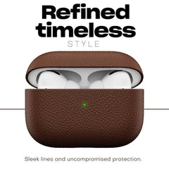 Leather Case for AirPods Pro - Handcrafted Genuine Italian Leather with Pebble Grain Finish, Fully-Wrapped Design, Natural Brown, Premium Protection with Timeless Elegance