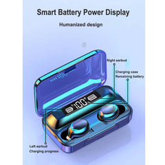 F9-5 Bluetooth Earbuds with 3500mAh Power Bank – 8D HiFi Stereo Wireless Headphones, Waterproof, Noise Reduction, LED Display, Compatible with iPhone, Android & PC