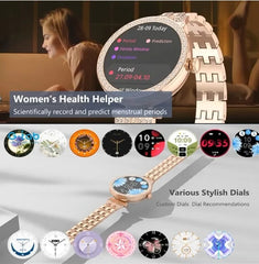 GT10 Diamond Smartwatch | 1.2" AMOLED Display | Heart Rate, Sleep, and Menstrual Tracking | Compatible with Android & iOS | Elegant Smartwatch for Women
