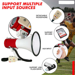 Portable Handheld Megaphone 50W High-Power Loudspeaker with Built-In Siren & Recording | Clear Long-Range Voice Amplifier for Outdoor Events, Sports, Emergency, Safety & Crowd Control