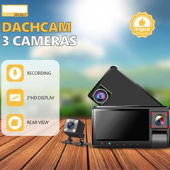 DX-3617 3-Channel Dash Cam | Front, Rear & Interior Recording | WiFi App Control, Night Vision & Parking Monitoring for Complete Vehicle Protection