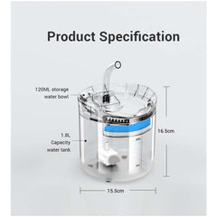 Pet Water Fountain – Automatic Cat & Dog Water Dispenser with Replaceable Filters, Ultra-Quiet Pump, Transparent 2.5L Design for Clean & Fresh Drinking Water
