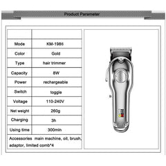 Professional Hair Clipper for Men – Cordless Rechargeable Grooming Kit with Precision T-Blade Trimmer, 6 Guide Combs, Beard & Haircut Tool for Barbers and Home Use