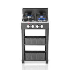 4-in-1 Gas Stove – 3 Burner + Hot Plate with Stand | Heavy-Duty Stainless Steel Body | Energy-Efficient LPG Stove for Fast & Versatile Cooking