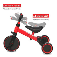 3-in-1 Kids Tricycle Toddler Bike – Adjustable 3-Wheel Trike for Boys & Girls with Removable Pedals, Handlebar & Seat | Safe & Fun Ride (Red)