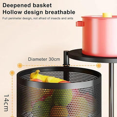 5-Tier Rotatable Kitchen Storage Shelf | 360° Swivel Fruit & Vegetable Basket, Large Capacity Circular Organizer with Wheels for Pantry, Bathroom
