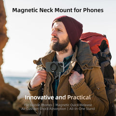 Magnetic Neck Mount - Hands-Free POV/Vlog Phone Holder, Flexible 360° Rotation, Adjustable Multi-Angle Design, Universal for iPhone & Android, Soft Silicone Lazy Bracket