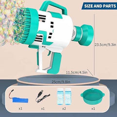 108 Holes Bubble Machine Gun – High-Power Electric Bubble Blower with LED Lights, Rechargeable Design for Kids & Adults, Perfect for Outdoor Summer Fun and Parties