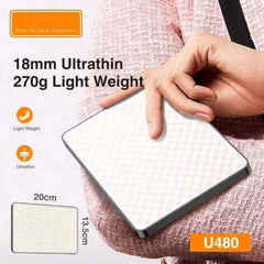 U480 LED Video Light – 5000mAh Rechargeable Camera Panel Light with 10–100% Dimmable Brightness, Adjustable 3200K–5600K Bi-Color Lighting for Photography, Videography, Live Streaming & Content Creation