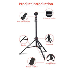 2-in-1 Portable Tripod & Selfie Stick - Adjustable Aluminum Foldable Stand, Lightweight Travel Companion for Smartphones & Cameras with Stable, Extendable Design