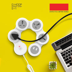 3276 Cuba Power Strip – 4 Universal Sockets with Safety Shutter, 2 USB 3.1A Ports & Master Switch | 1.8m Extension Cord for Home & Office