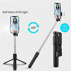 Selfie Stick, Bluetooth Extendable Selfie Stick Tripod with LED Light and Portable Tripod Stand Compatible for All iPhone and Android Smartphones