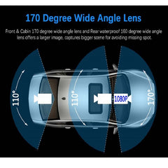 4-Inch Triple-Lens WiFi Dash Cam – Front, Rear & Cabin Recording with Night Vision, Parking Monitor, G-Sensor & Mobile App Control for Complete Driving Security