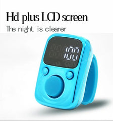 Digital LED Finger Tally Counter | Rechargeable Luminous Electronic Clicker for Prayer, Stitch Counting, and Tasks | Bright Display, Adjustable Strap, Sky Blue Finish