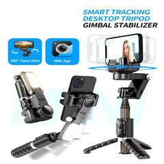 Q18 Mobile Phone Selfie Stick with Anti-Shake Handheld Gimbal Stabilizer | Single-Axis Tripod, Fill Light for Vlogging, Live Broadcast, Photography, Compatible with iPhone & Android