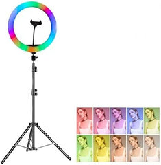 MJ38 RGB 25W Soft Ring Light | 38cm USB-Powered with Tripod & Smartphone Stand for Live Streaming and Content Creation | 3 Color Temperatures & 10 Brightness Levels