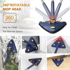 Rotatable Adjustable Triangle Cleaning Mop | Stainless Steel Long Handle for Easy Cleaning, 360° Swivel Head for Corners & Under Furniture