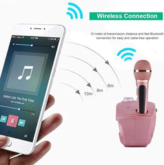Wireless Bluetooth Speaker with Dual Microphones | Portable Karaoke System for Home, Parties & Events | Rechargeable Speaker with Deep Bass & Clear Sound (Pink)