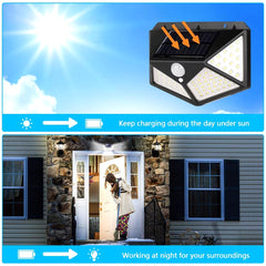 Waterproof Outdoor Motion Sensor Infrared Wall Lamp | 100 LED Solar-Powered Garden Sensor Light, IP65 Water-Resistant Bright Outdoor Lighting for Garden, Patio, Yard