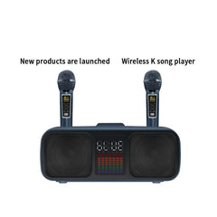 S39 Karaoke Speaker | Dual Horns with Wireless Dual Microphones | All-in-One Bluetooth Karaoke System for Mobile & TV Entertainment (Golden)