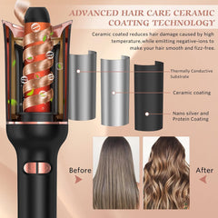 Automatic Hair Curler – 1" Rotating Curling Wand with Fast Heating, Dual Voltage & Anti-Tangle Design – Perfect Curls for Mid-Length to Long Hair (Black)