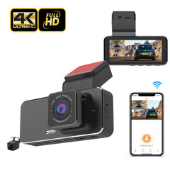 2K+1080P Dual Dash Cam – Front & Rear Car Camera with WiFi, Loop Recording, Night Vision, Parking Mode & 256GB Support for Reliable Driving Security