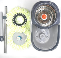 Clean Smart Spin Mop Twin Split Bucket | 360 Wet & Dry Spin Floor Mop with Disinfectant Bottle & 2 Mop Pads | Hygienic Space-Saving Cleaning Tool