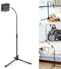 Universal Height Adjustable Mobile Phone Floor Stand Holder | 360° Rotation, Sturdy Base & Telescopic Design | Hands-Free Support for All Smartphones and Tablets