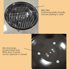 Large Charcoal Barbecue with Wheels | Stainless Steel Grill for Outdoor Family BBQ Parties | Durable & Portable Design