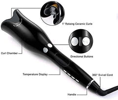 Spin N Curl Ceramic Rotating Hair Curler | Auto-Curling Tool for Effortless Curls & Waves | Salon-Quality Results at Home