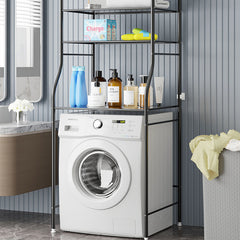 2/3 Layer Washing Machine Stand and Bathroom Storage Rack | Shelf with Towel Rack, Durable Laundry Organizer with Wheels