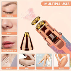 2-in-1 Eyebrow & Facial Hair Remover – USB Rechargeable Precision Trimmer with Cleaning Brush, Multi-Color Design, Portable & Gentle Hair Removal for Women’s Face, Brows & Upper Lip