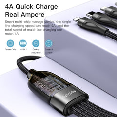 CA110 4-in-1 Type-C Data Cable – Multi-Device Charging Cable with 2 Type-C and 2 Lightning Connectors, 120cm Nylon Braided Fast Charger, 20W 4A Output